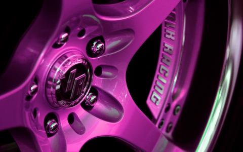 粉红色的汽车轮辋电脑墙纸