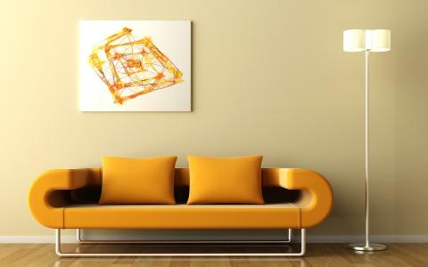 橙色沙发桌面壁纸