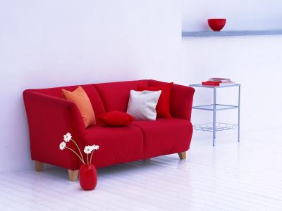 红色沙发电脑墙纸