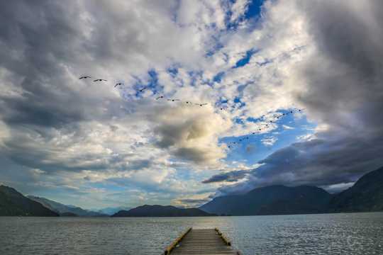 加拿大温哥华哈里森湖风光高清图片