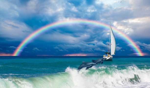 海洋上的彩虹景色图片