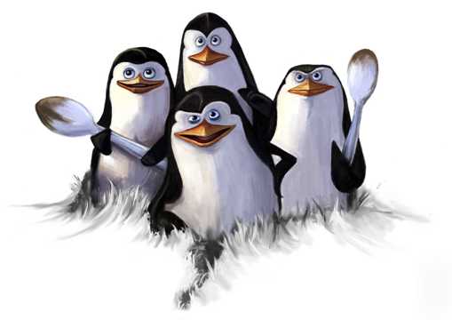 四只乖巧的企鹅图片
