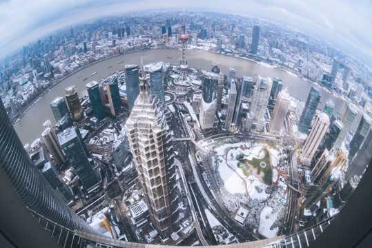 上海雨雪天气建筑自然风光图片